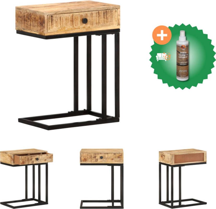 VidaXL Bijzettafeltje Massief Ruw Mangohout U-vorm 45x30x61 cm Tafel Inclusief Houtreiniger en verfrisser