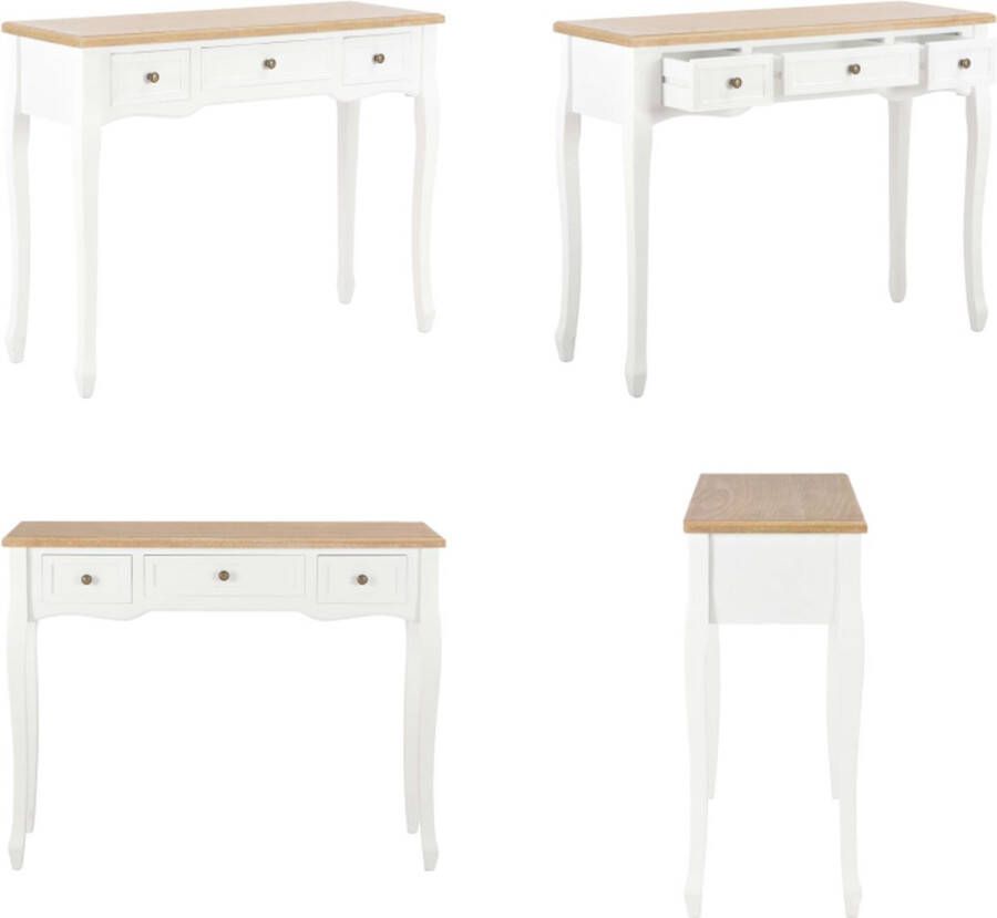 VidaXL Bijzettafeltje met 3 lades wit Kaptafel Kaptafels Kap Tafel Kap Tafels