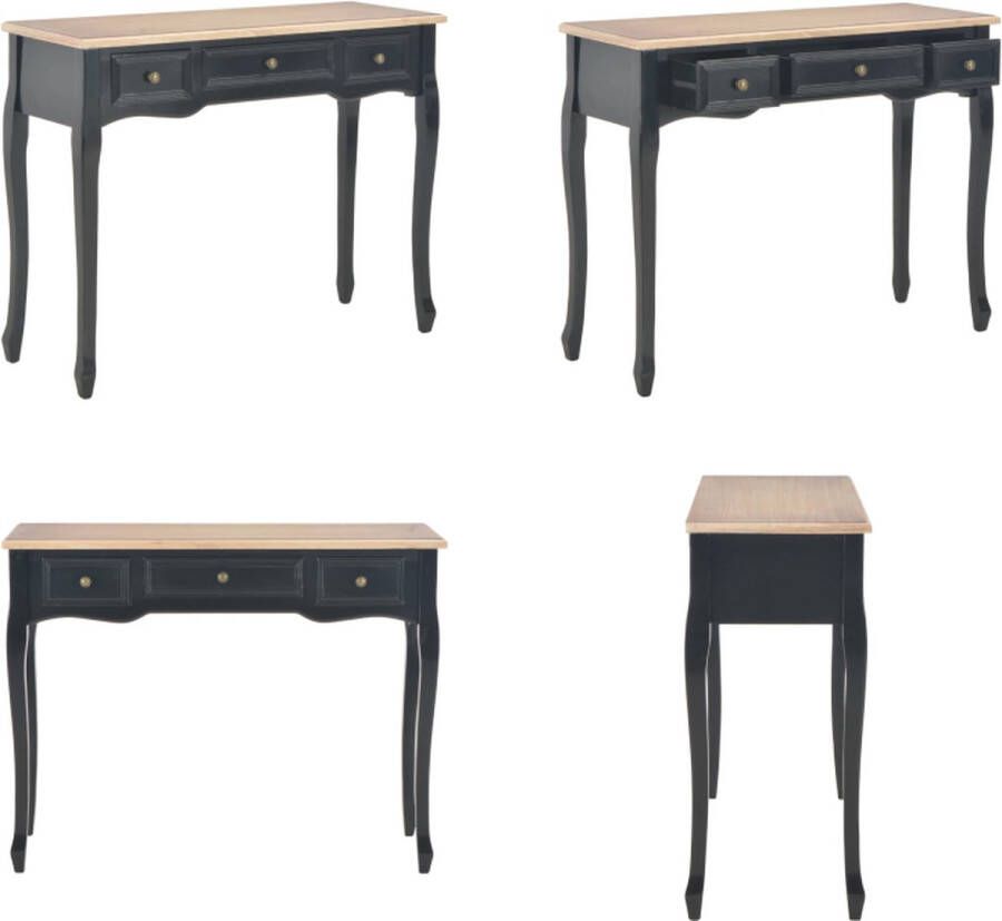 VidaXL Bijzettafeltje met 3 lades zwart Kaptafel Kaptafels Kap Tafel Kap Tafels