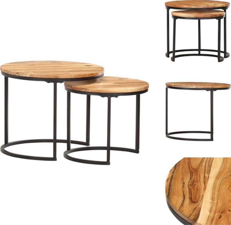 VidaXL Tafeltjesset Tafeltjessets Houten Salontafel Houten Salontafel 2-delige Tafeltjesset massief acaciahout
