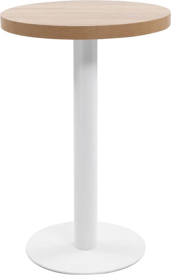 VidaXL Bistrotafel 50cm MDF Lichtbruin & Wit Bistrotafel Houten Tafeltje Buitentafel Terrastisch Cafetafel - Foto 2