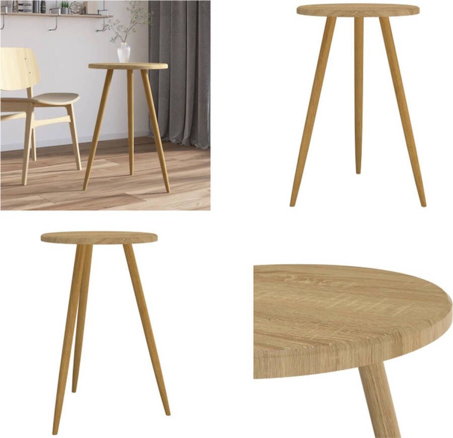 VidaXL Bistrotafel Ø50x76 cm MDF en ijzer lichtbruin Bistrotafel Bistrotafels Bartafel Eettafel