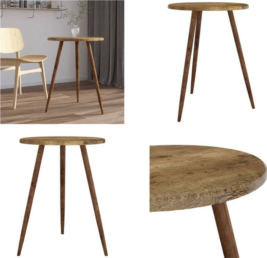 VidaXL Bistrotafel Ø60x50 cm MDF en ijzer donkerbruin Bistrotafel Bistrotafels Bartafel Eettafel