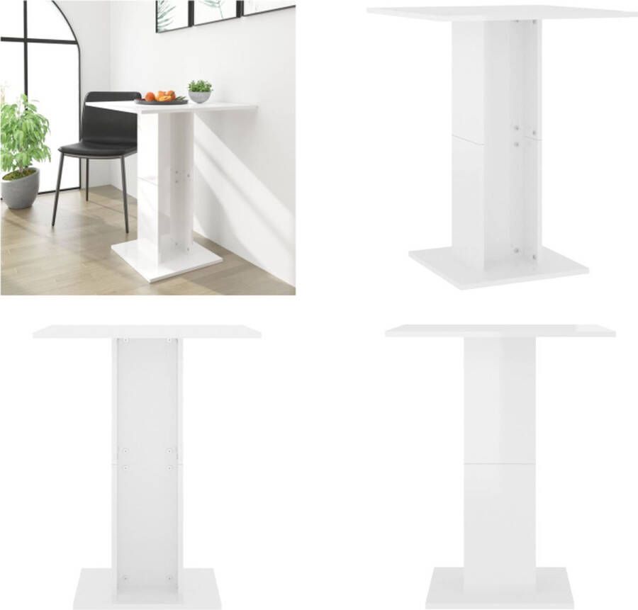 VidaXL Bistrotafel 60x60x75 cm bewerkt hout hoogglans wit Bartafel Bartafels Bistrotafel Bistrotafels
