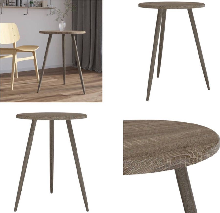 VidaXL Bistrotafel Ø60x76 cm MDF en ijzer grijs Bistrotafel Bistrotafels Bartafel Eettafel