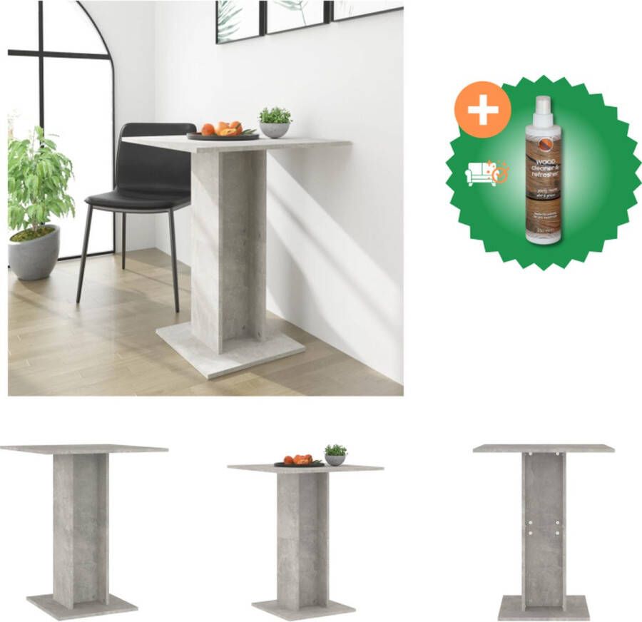 VidaXL Bistrotafel Betongrijs 60 x 60 x 75 cm Spaanplaat Tafel Inclusief Houtreiniger en verfrisser