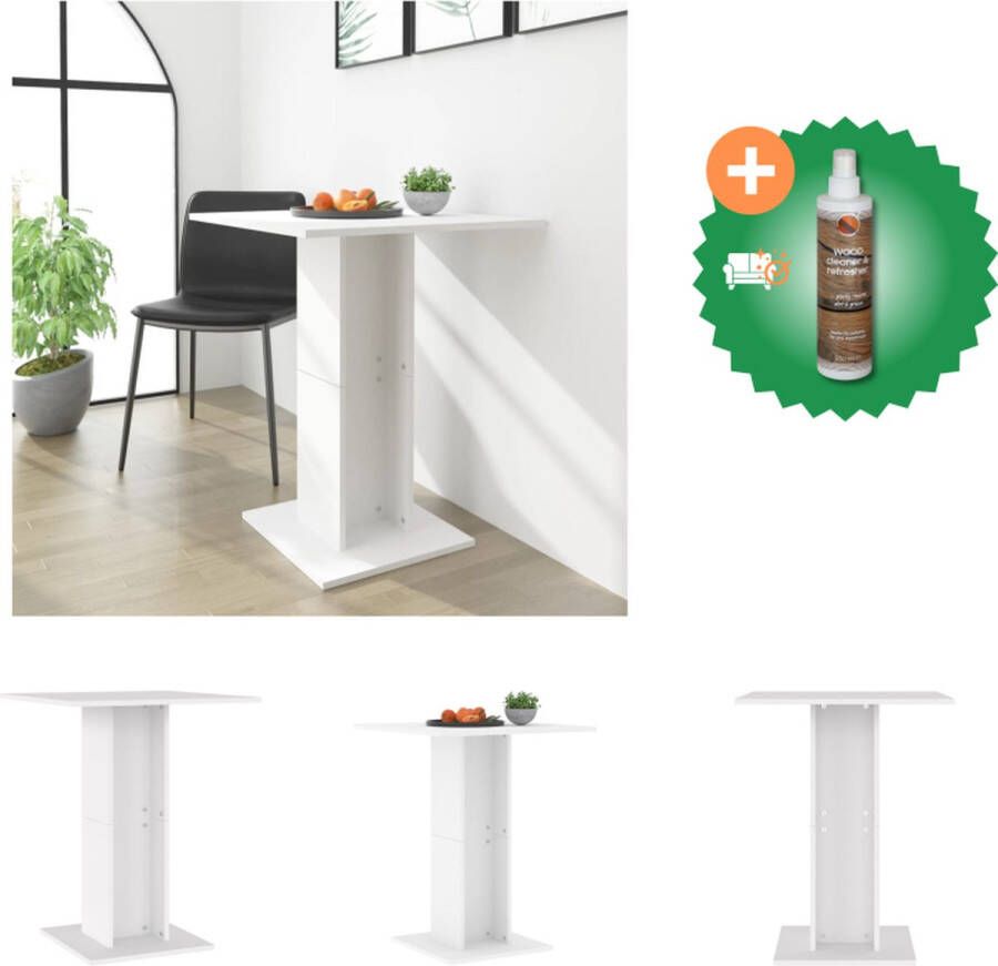 VidaXL Bistrotafel bewerkt hout 60 x 60 x 75 cm wit Tafel Inclusief Houtreiniger en verfrisser