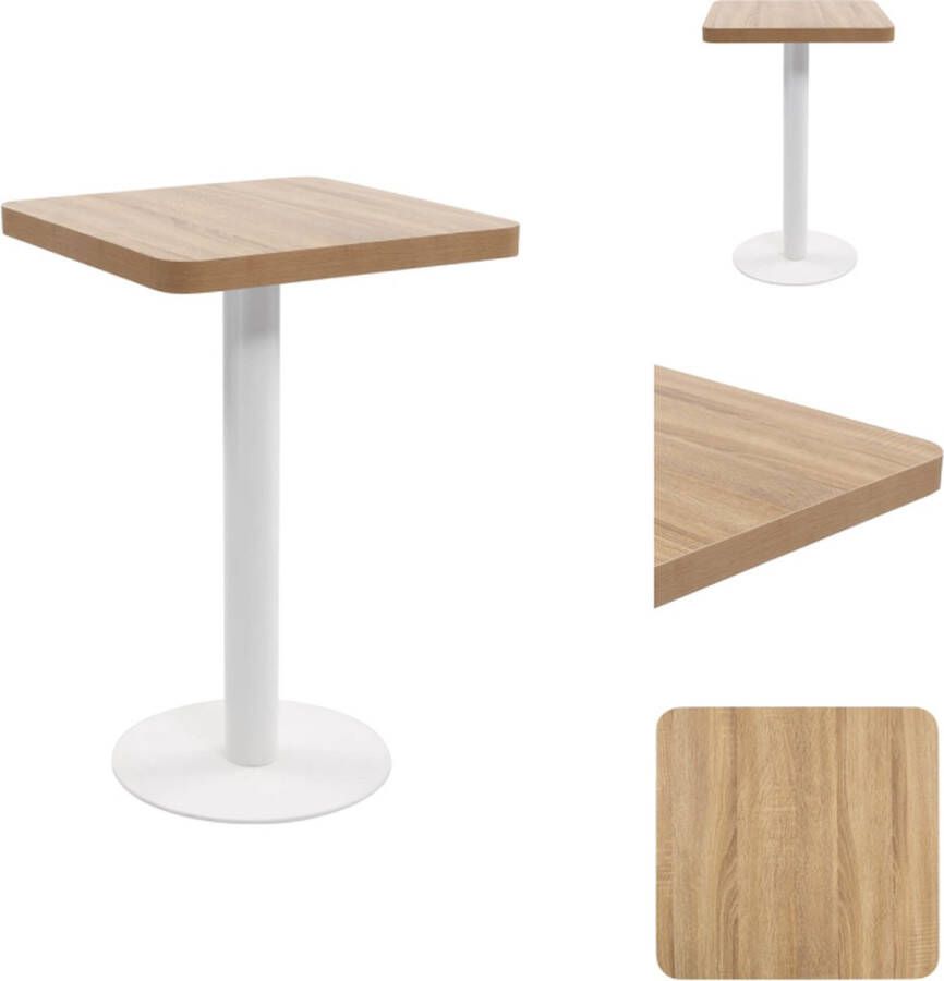 VidaXL Bistrotafel MDF met houtnerfpatroon Staal 50 x 50 x 75 cm Lichtbruin en wit Eenvoudig in elkaar te zetten Tafel