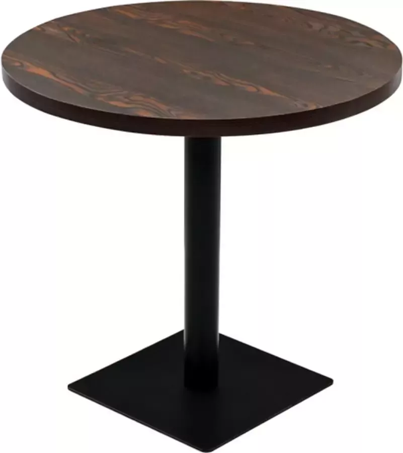 VidaXL -Bistrotafel-rond-80x75-cm-MDF-en-staal-donker-essenkleur - Foto 3