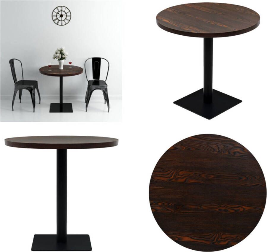 VidaXL Bistrotafel rond 80x75 cm MDF en staal donker essenkleur Eetkamertafel Eetkamertafels Eettafel Eettafels