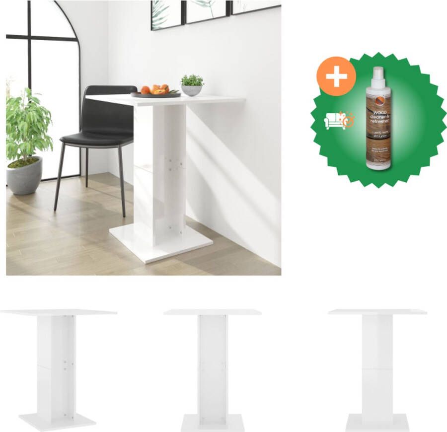 VidaXL Bistrotafel Spaanplaat 60 x 60 x 75 cm Hoogglans Wit Tafel Inclusief Houtreiniger en verfrisser