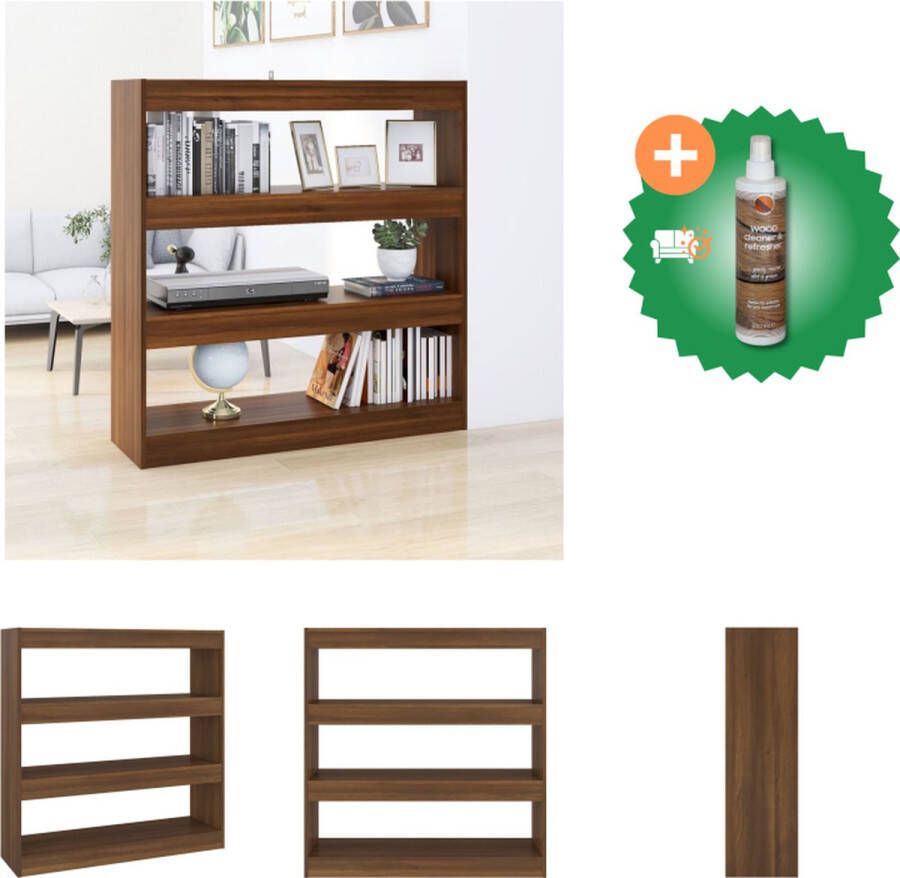 VidaXL Boekenkast 100 x 30 x 103 cm Bruineiken Meubel met opbergruimte Kast Inclusief Houtreiniger en verfrisser