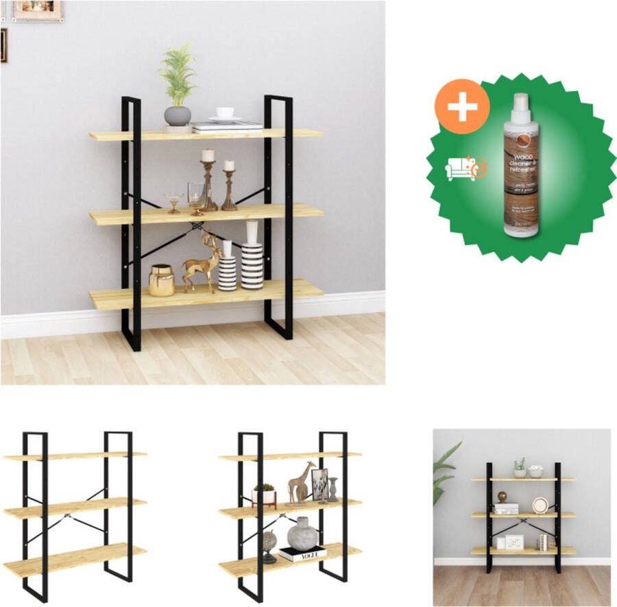 VidaXL Boekenkast met 3 schappen 100x30x105 cm massief grenenhout Kast Inclusief Houtreiniger en verfrisser