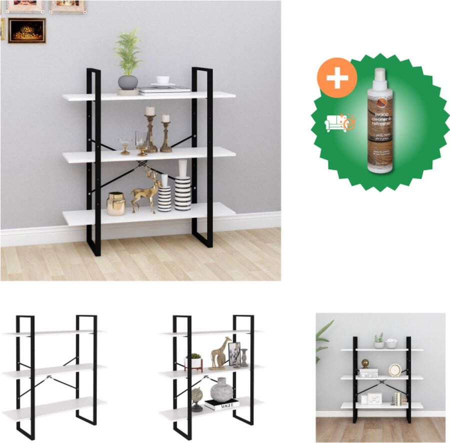 VidaXL Boekenkast 100 x 30 x 105 cm wit bewerkt hout metaal Kast Inclusief Houtreiniger en verfrisser