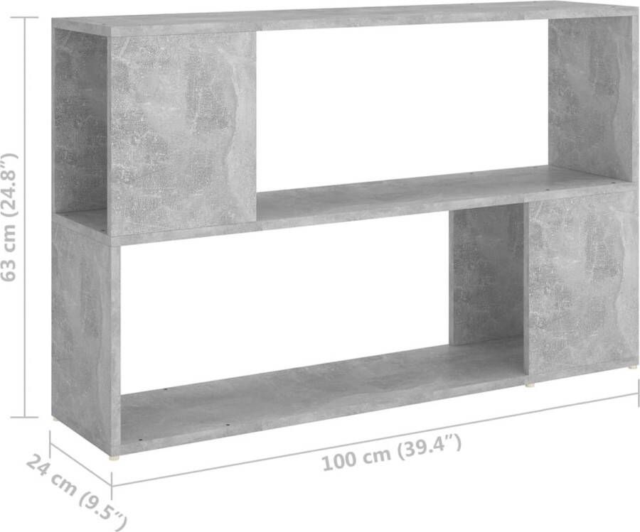 VidaXL -Boekenkast-100x24x63-cm-bewerkt-hout-betongrijs - Foto 2
