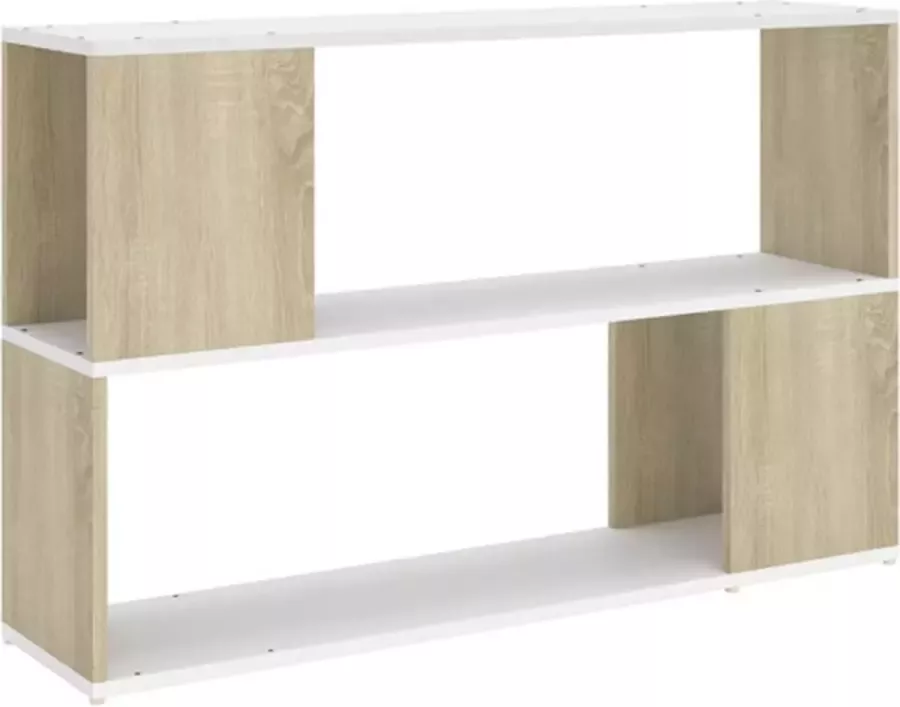 VidaXL Boekenkast 100x24x63 cm spaanplaat wit en sonoma eikenkleurig - Foto 2