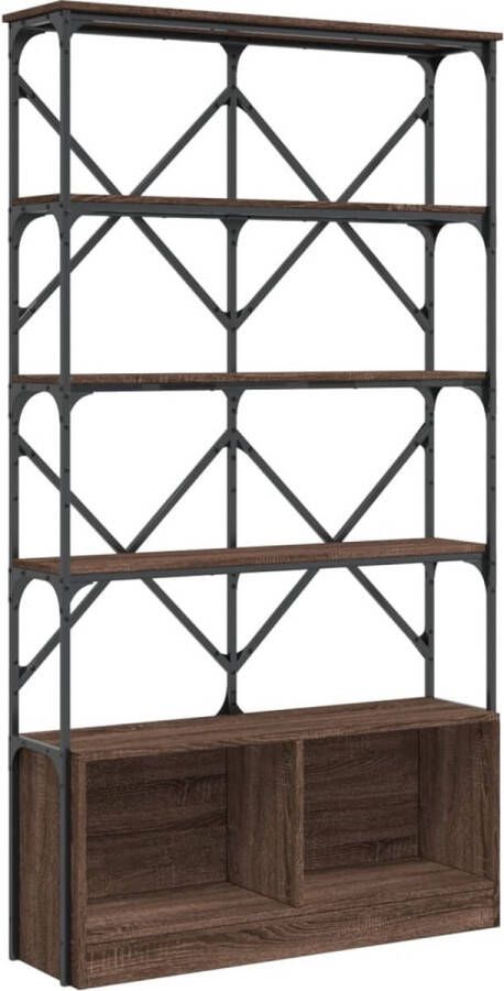 VidaXL -Boekenkast-100x26x180-cm-bewerkt-hout-en-metaal-bruin-eiken - Foto 3