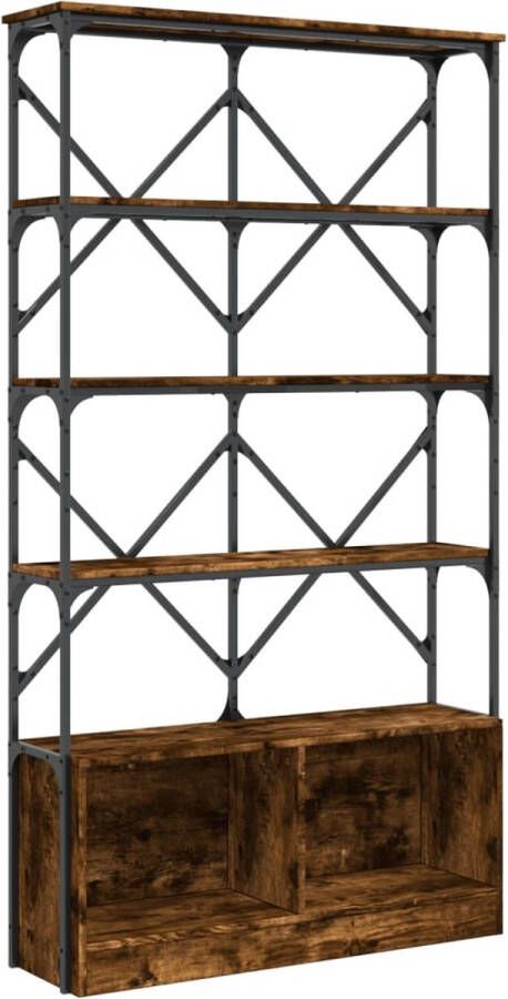 VidaXL -Boekenkast-100x26x180-cm-bewerkt-hout-en-metaal-gerookt-eiken - Foto 3