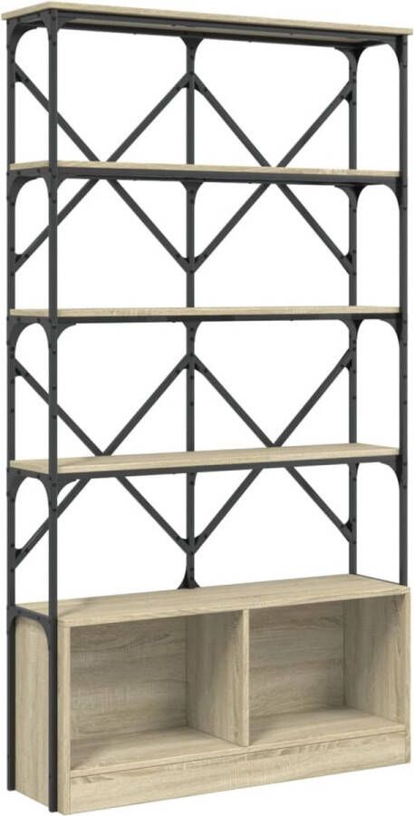 VidaXL -Boekenkast-100x26x180-cm-bewerkt-hout-en-metaal-sonoma-eiken - Foto 3