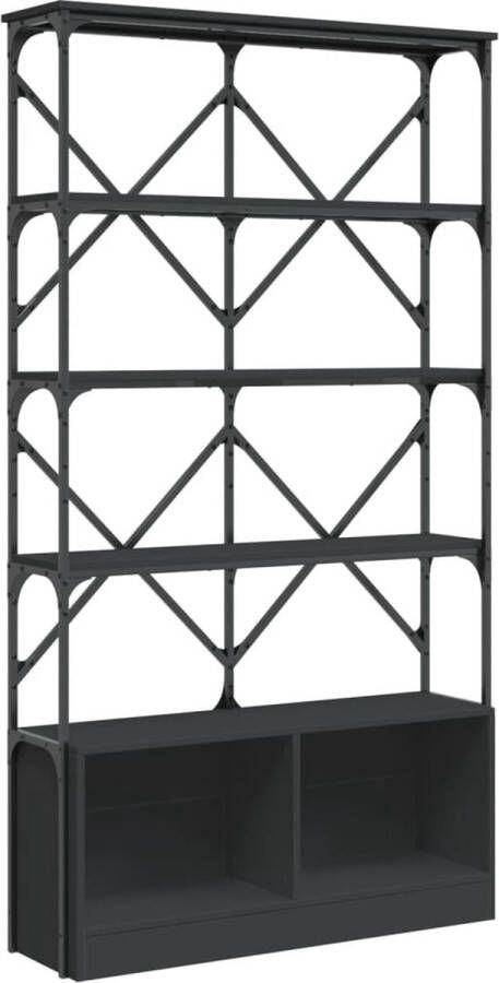 VidaXL -Boekenkast-100x26x180-cm-bewerkt-hout-en-metaal-zwart - Foto 3
