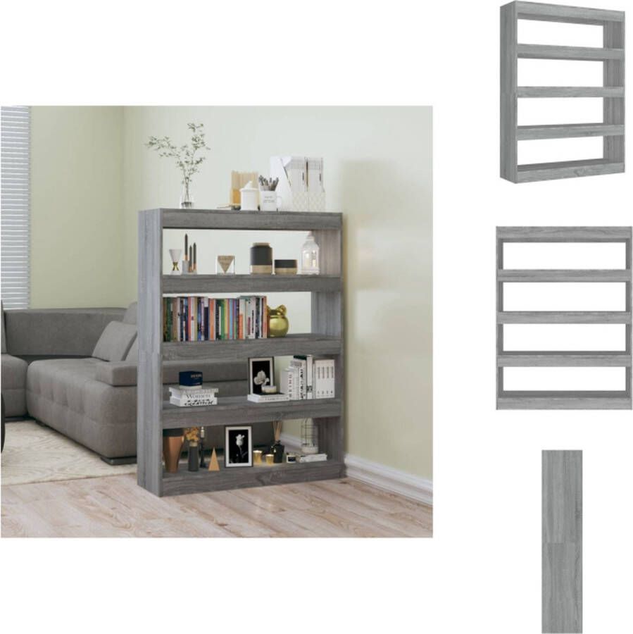 VidaXL Boekenkast Boekenkasten Kast Opbergkast Boekenkast kamerscherm 100x30x135 cm grijs sonoma eikenkleurig