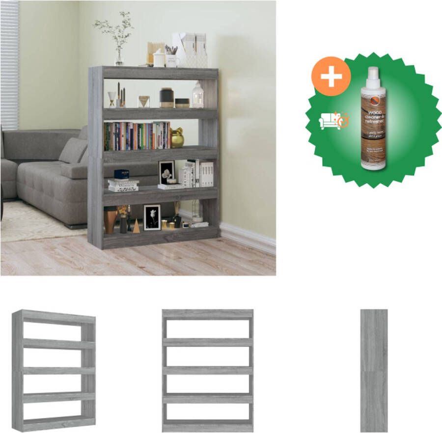 VidaXL Boekenkast kamerscherm 100x30x135 cm grijs sonoma eikenkleurig Kast Inclusief Houtreiniger en verfrisser
