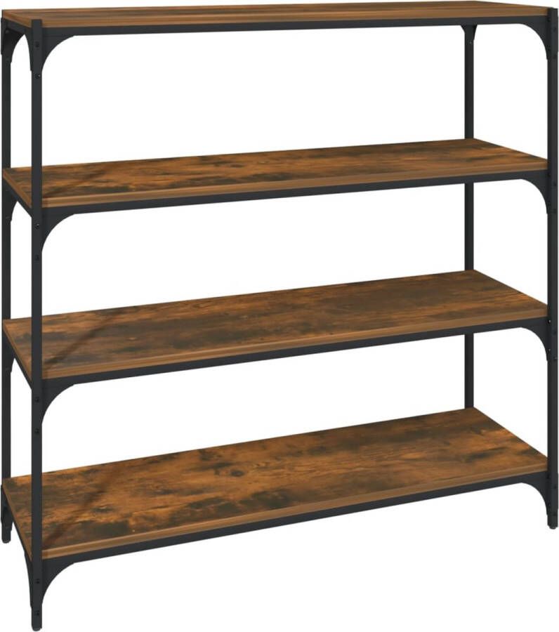 VidaXL -Boekenkast-100x33x100-cm-bewerkt-hout-en-staal-gerookt-eiken