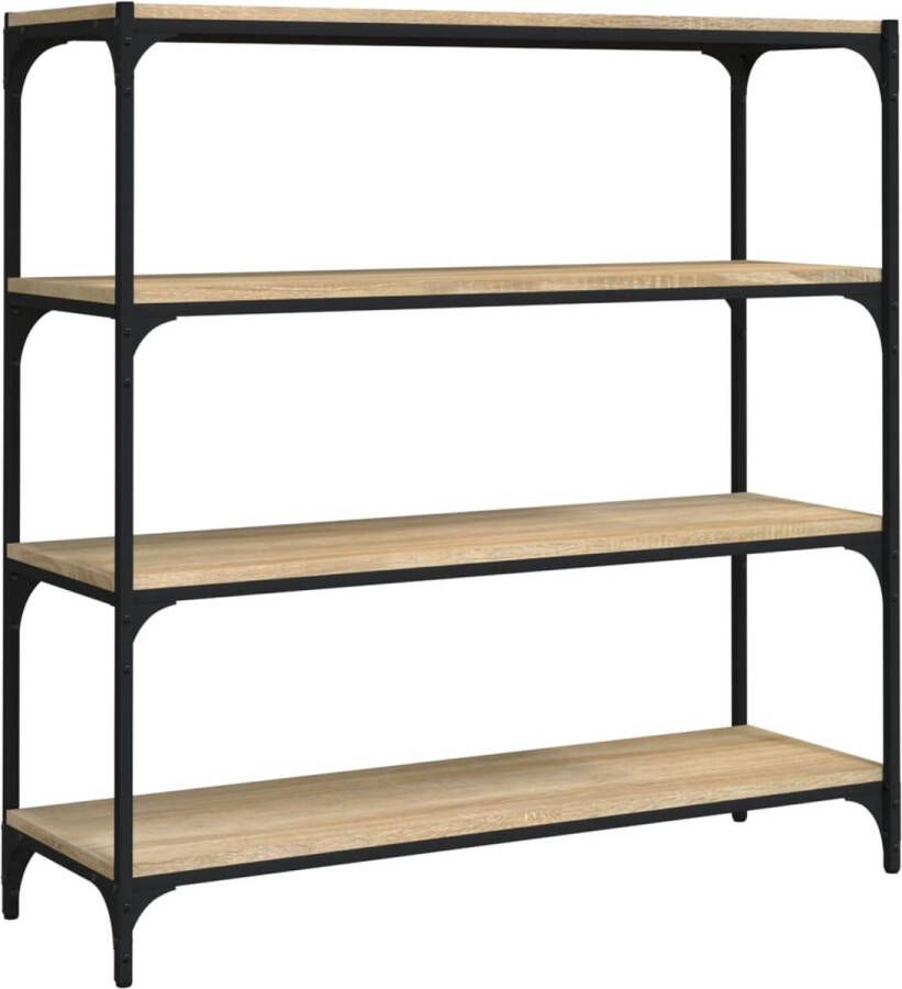 VidaXL -Boekenkast-100x33x100-cm-bewerkt-hout-en-staal-sonoma-eiken