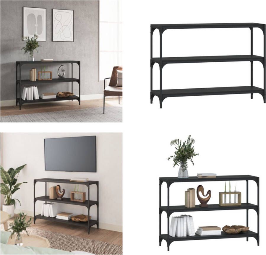 VidaXL Boekenkast 100x33x70-5 cm bewerkt hout en staal zwart Boekenkast Boekenkasten Boekenplank Boekenkast