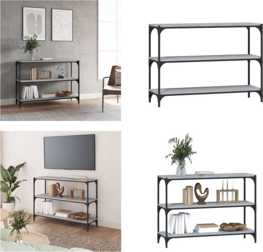 VidaXL Boekenkast 100x33x70 5 cm hout en staal grijs sonoma eikenkleur Boekenkast Boekenkasten Boekenplank Boekenkast