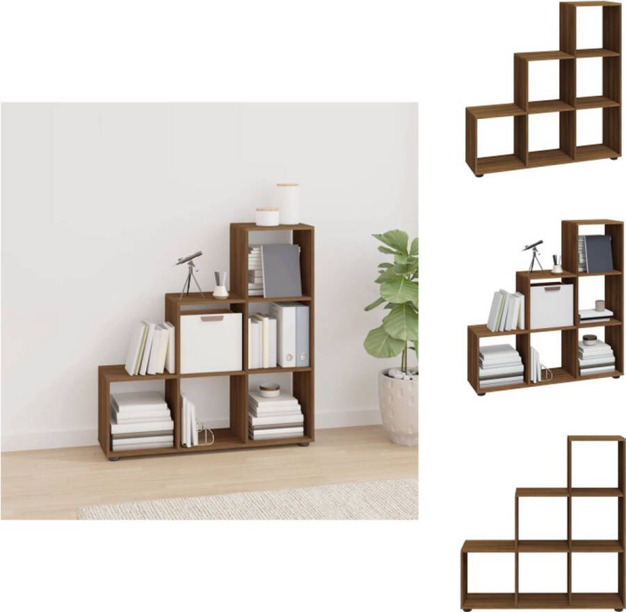 VidaXL Trapvormige Boekenkast Trapvormige Boekenkasten Boekenplank Boekenkast trapvormig 107 cm bewerkt hout bruineikenkleurig - Foto 2