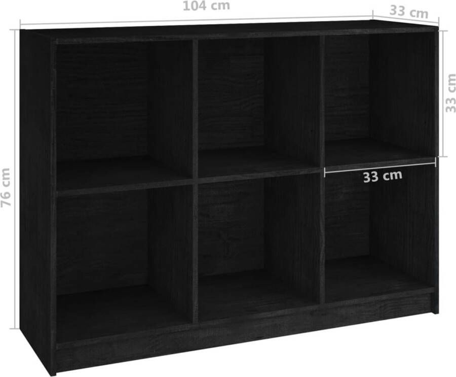 VidaXL -Boekenkast-104x33x76-cm-massief-grenenhout-zwart - Foto 2