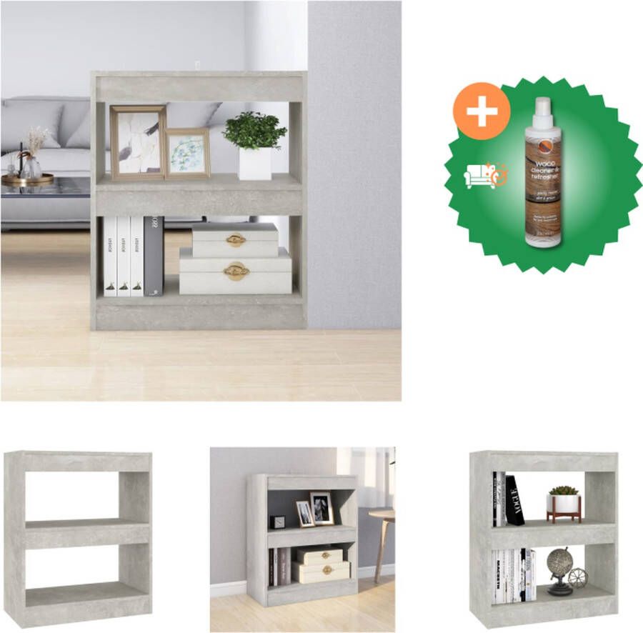 VidaXL Boekenkast kamerscherm 60x30x72 cm betongrijs Kast Inclusief Houtreiniger en verfrisser