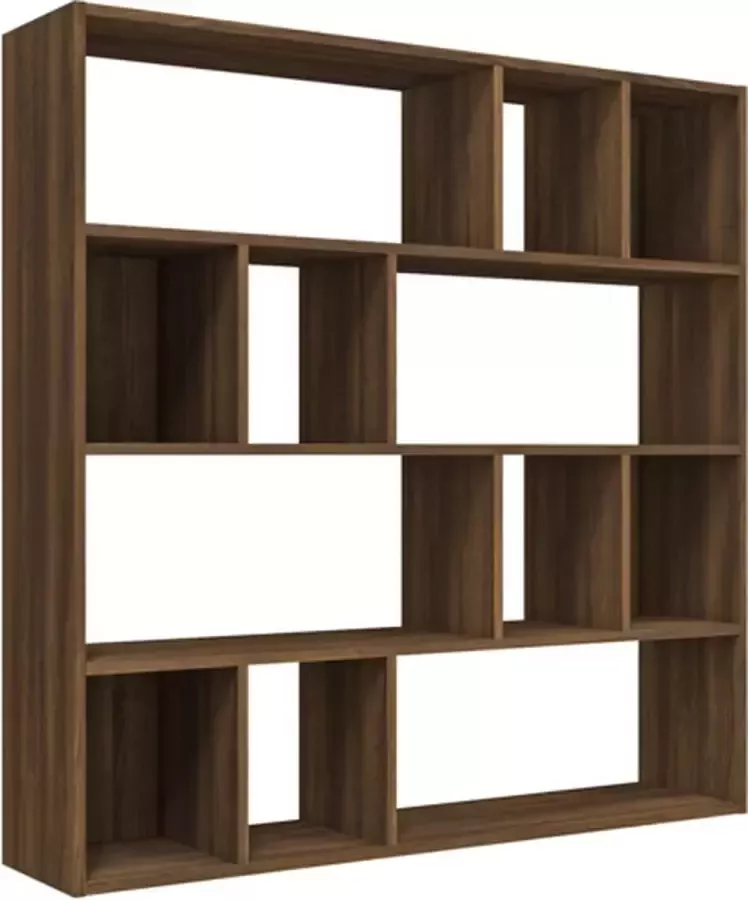 VidaXL Boekenkast 110x24x110 cm bewerkt hout bruineikenkleurig - Foto 2