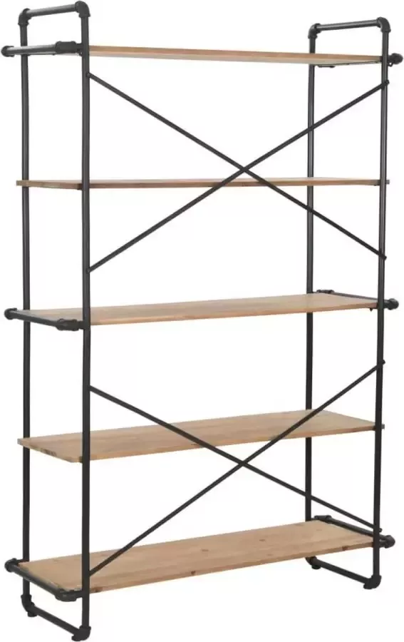 VidaXL Boekenkast 120x42x180 cm massief dennenhout en staal