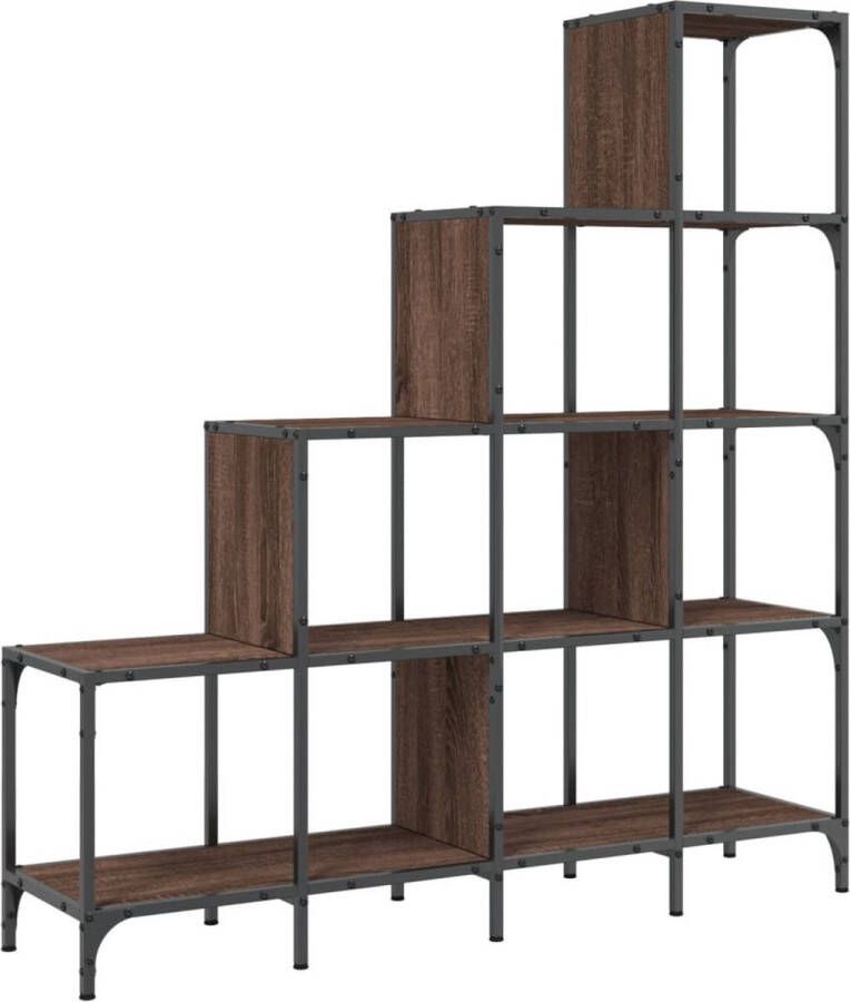 VidaXL -Boekenkast-122x30x132-cm-bewerkt-hout-en-metaal-bruin-eiken - Foto 3