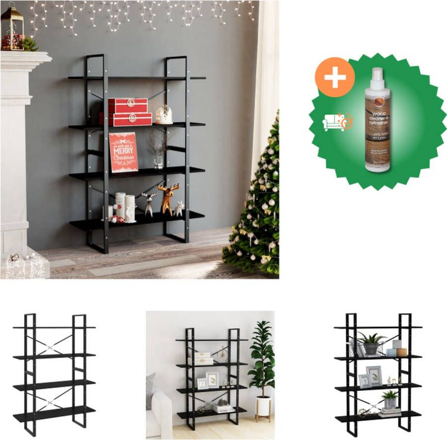 VidaXL Boekenkast met 4 schappen 100x30x140 cm grenenhout zwart Kast Inclusief Houtreiniger en verfrisser