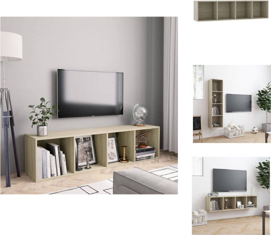 VidaXL Boekenkast Boekenkasten Boekenschap Boekenschappen Boekenkast tv-meubel 143x30x36 cm sonoma eikenkleurig