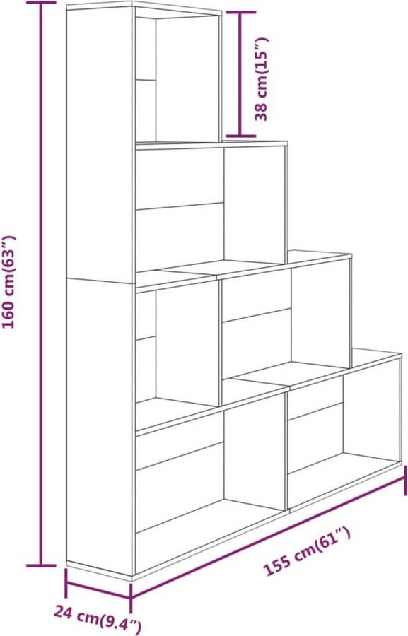 VidaXL -Boekenkast-155x24x160-cm-grijs-sonoma-eikenkleurig - Foto 3