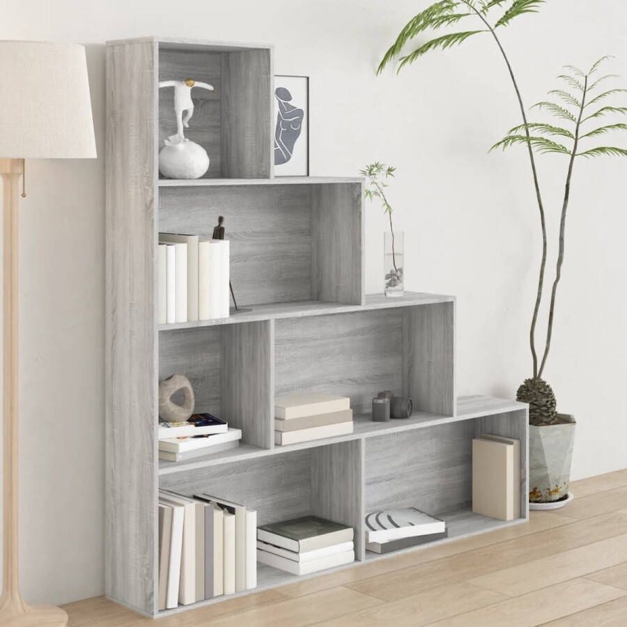 VidaXL -Boekenkast-155x24x160-cm-grijs-sonoma-eikenkleurig