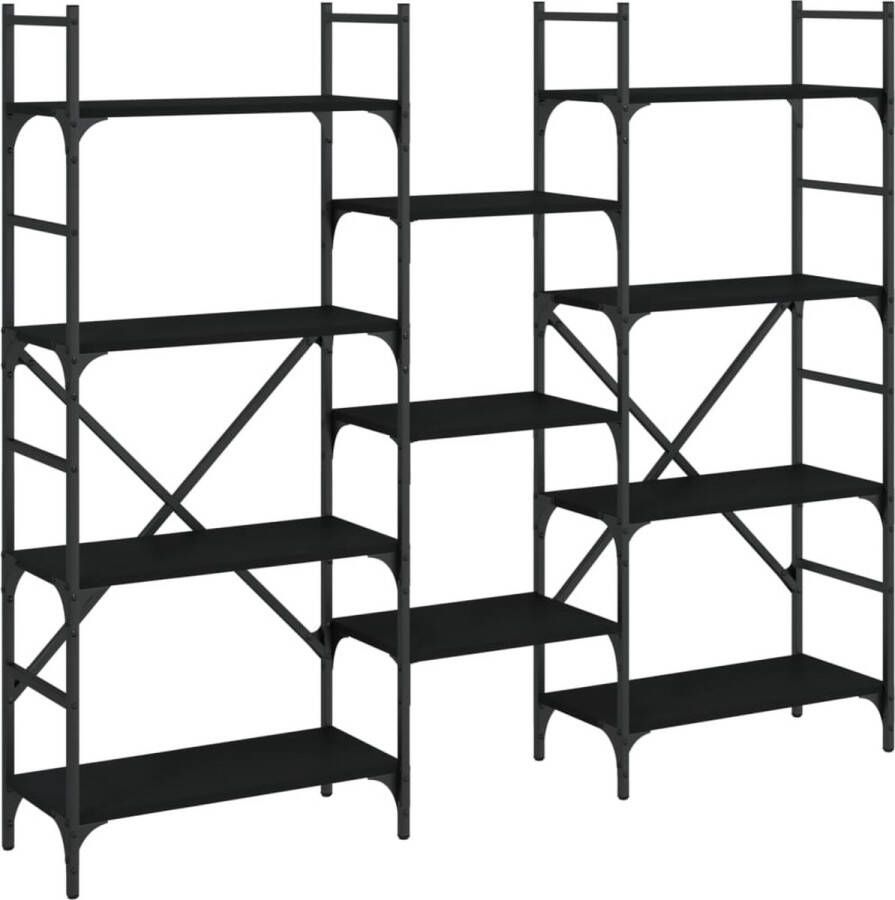 VidaXL -Boekenkast-160x28 5x136 5-cm-bewerkt-hout-zwart - Foto 3