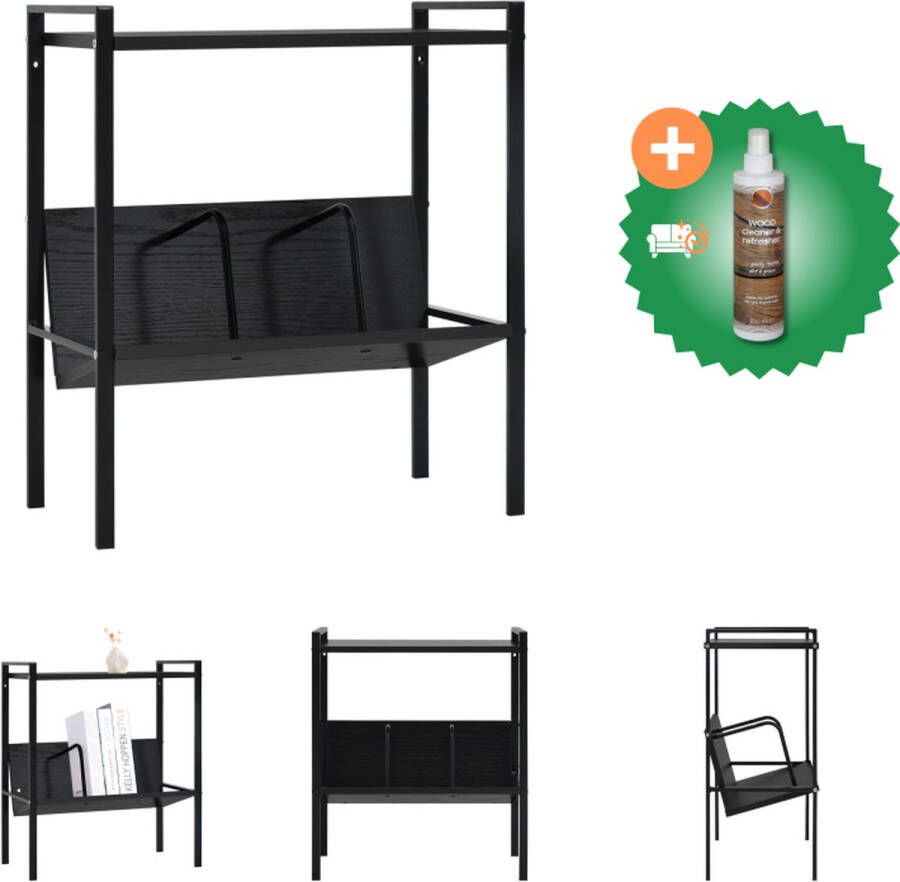 VidaXL Boekenkast 2-laags 52 x 28 x 59 cm zwart spaanplaat staal Kast Inclusief Houtreiniger en verfrisser