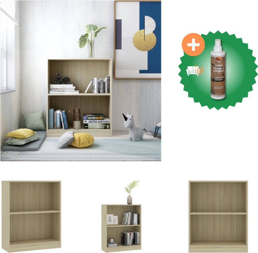 vidaXL Boekenkast 2-laags 60 x 24 x 74.5 cm Sonoma eiken Kast Inclusief Houtreiniger en verfrisser