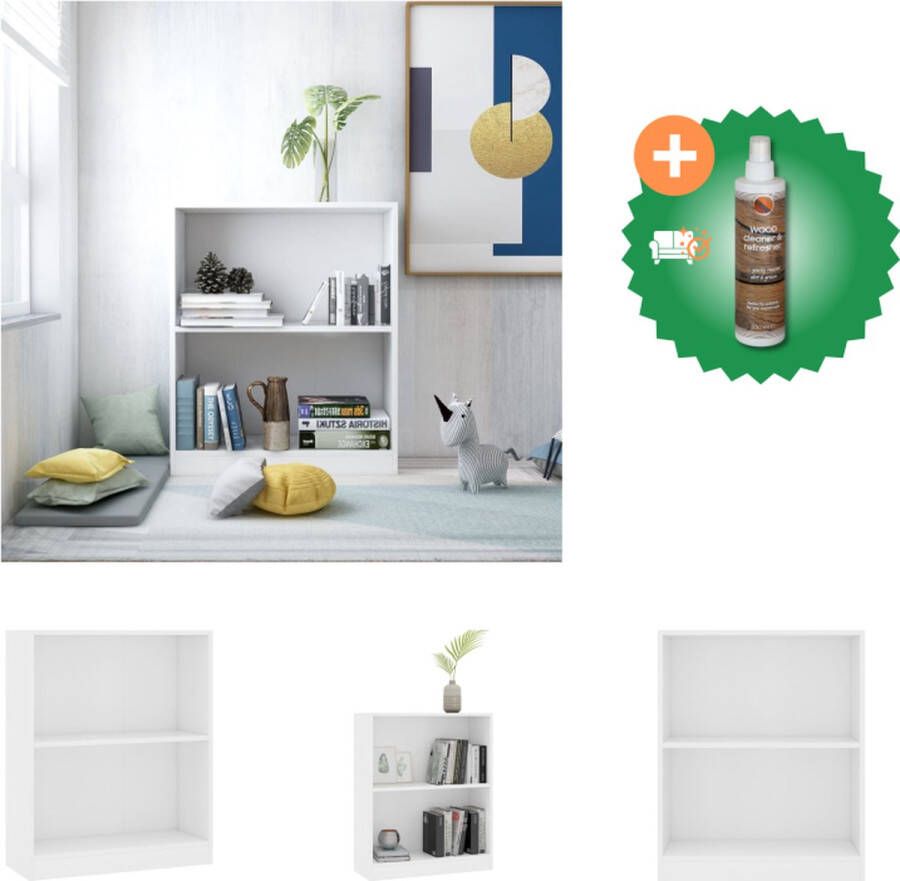 VidaXL Boekenkast 2-laags Wit 60 x 24 x 74.5 cm Duurzaam en stabiel Kast Inclusief Houtreiniger en verfrisser