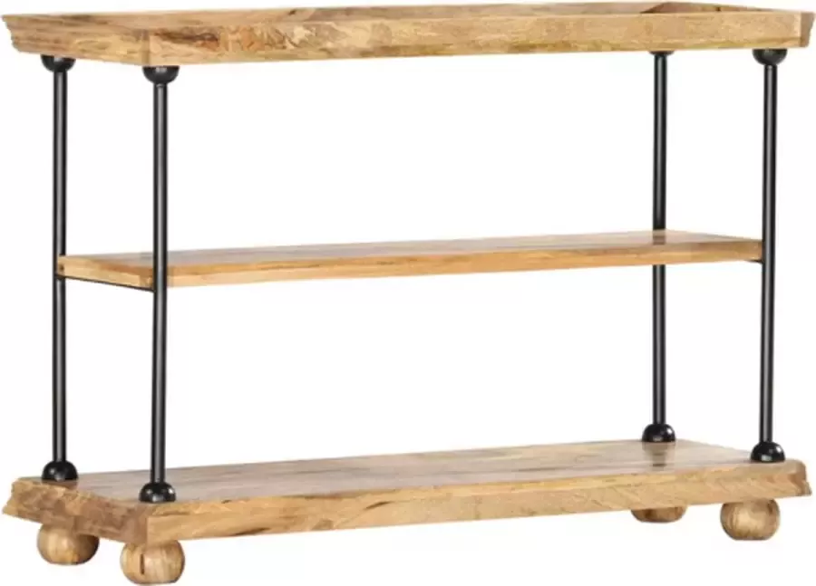 VidaXL -Boekenkast-2-schappen-110x35x75-cm-massief-mangohout-en-staal - Foto 3