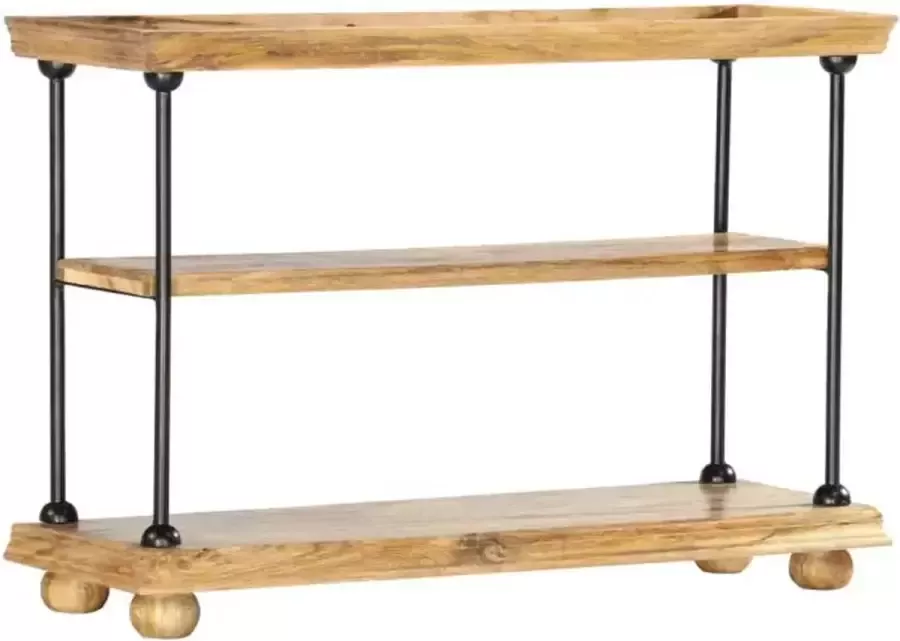 VidaXL -Boekenkast-2-schappen-110x35x75-cm-massief-mangohout-en-staal - Foto 2