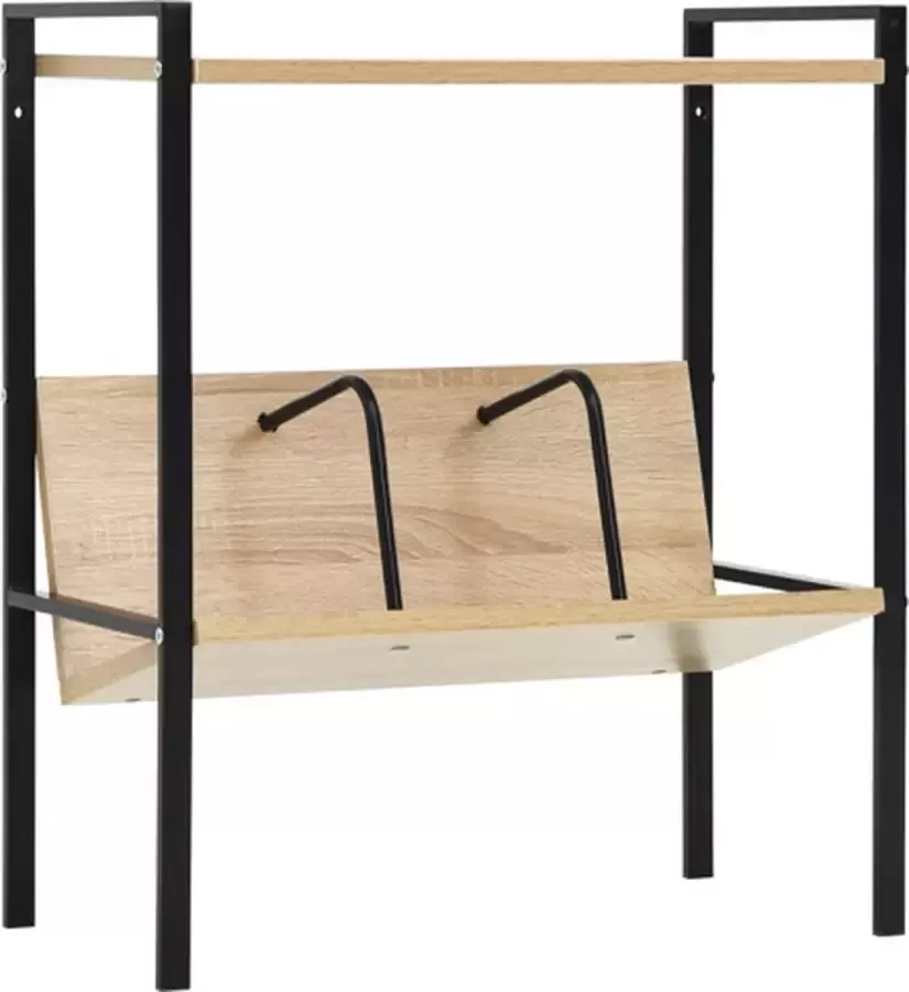 VidaXL -Boekenkast-2-schappen-52x28x59-cm-spaanplaat-zwart-eikenkleurig