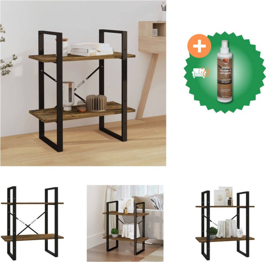 VidaXL Boekenkast 60x30x70 cm bewerkt hout gerookt eikenkleurig Kast Inclusief Houtreiniger en verfrisser