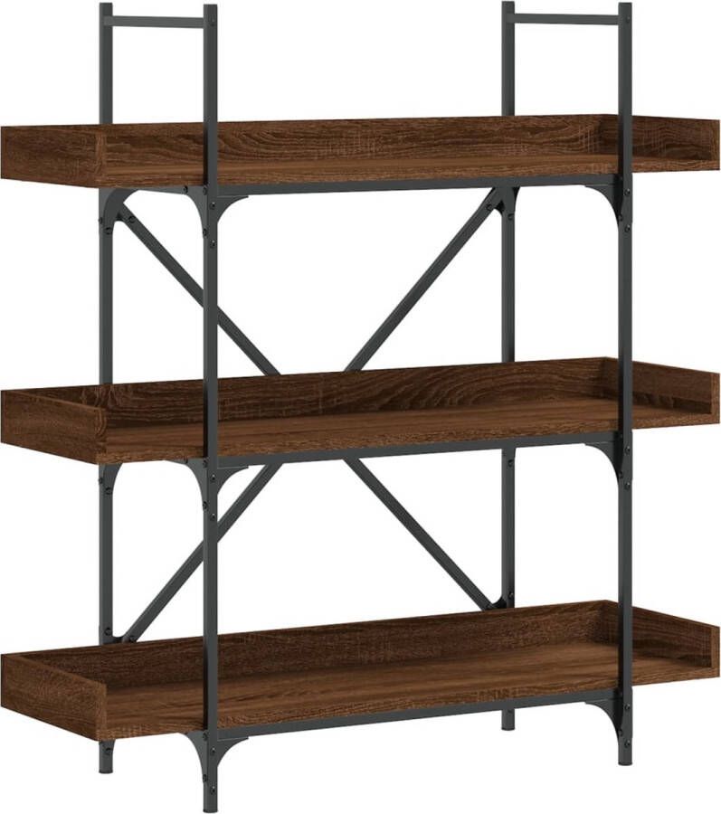 VidaXL -Boekenkast-3-laags-100x33x108 5-cm-bewerkt-hout-bruineikenkleur - Foto 2