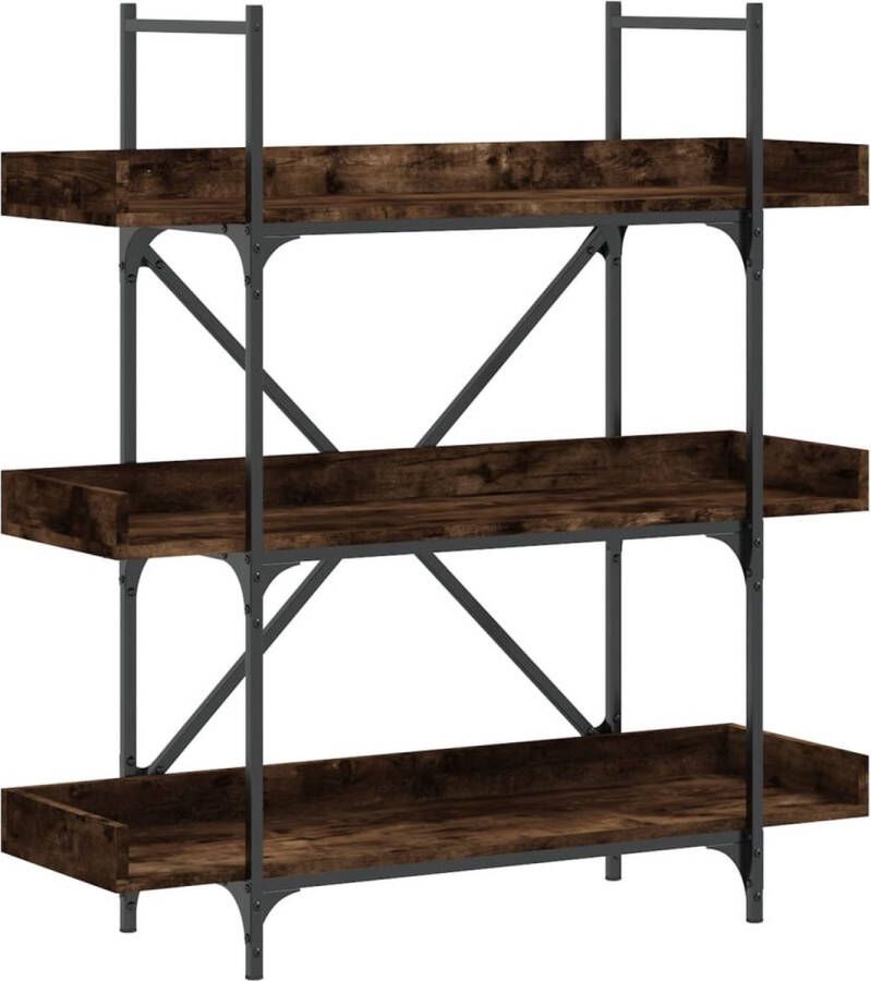 VidaXL -Boekenkast-3-laags-100x33x108 5-cm-bewerkt-hout-gerookt-eiken - Foto 2